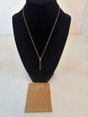 Plunder Gold Vertical Bar Pendant Necklace - Gold